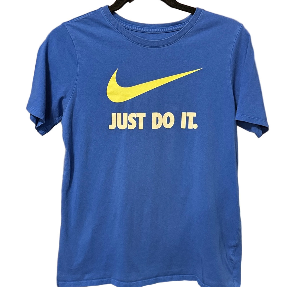 Nike Royal Blue Tee with Vibrant Yellow Swoosh